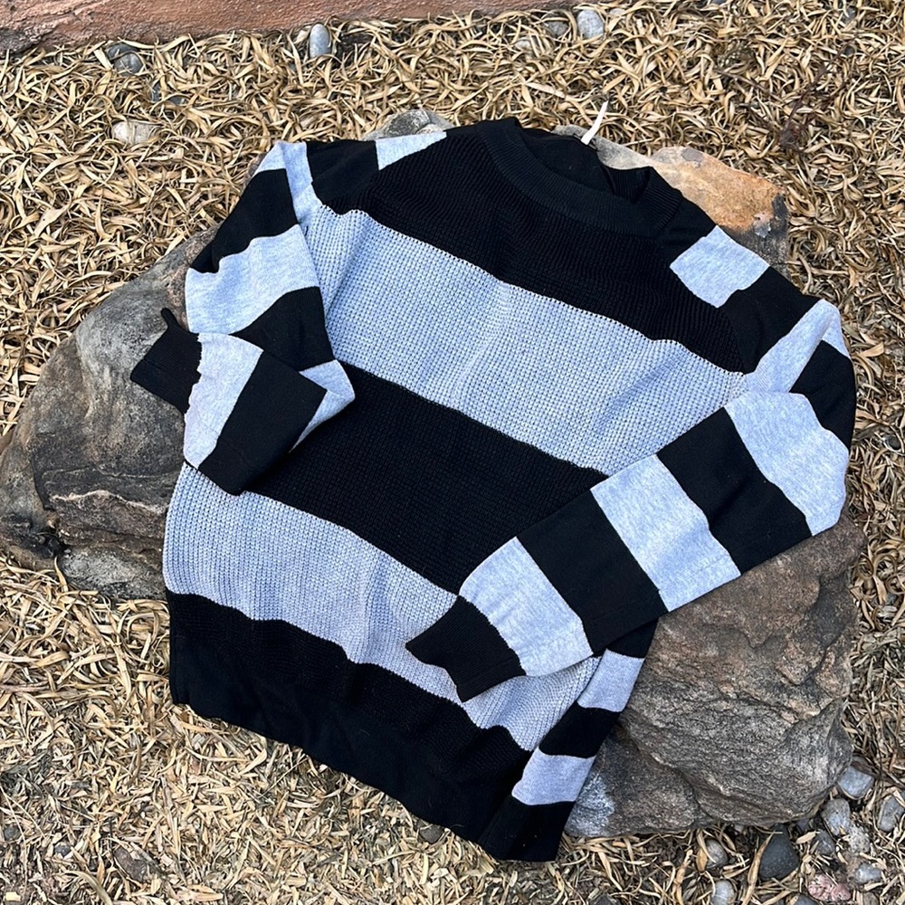 black & grey striped sweater